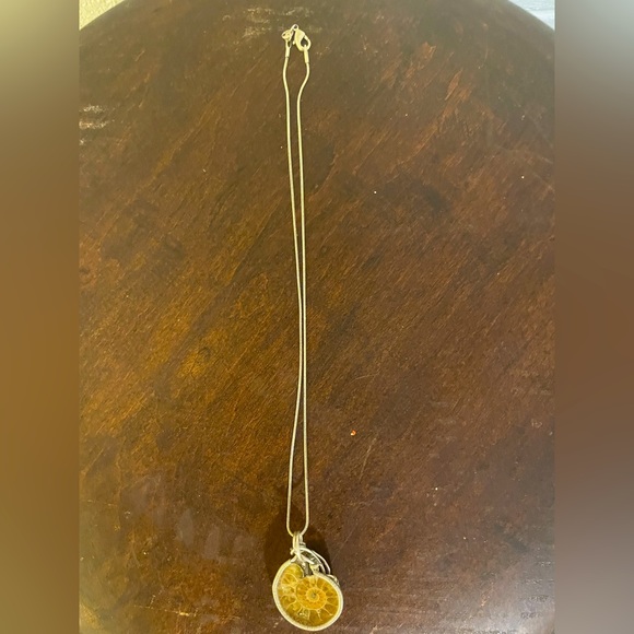 Sold/ Sterling Hand WrApped Fossil Pendant Necklace - Picture 2 of 4